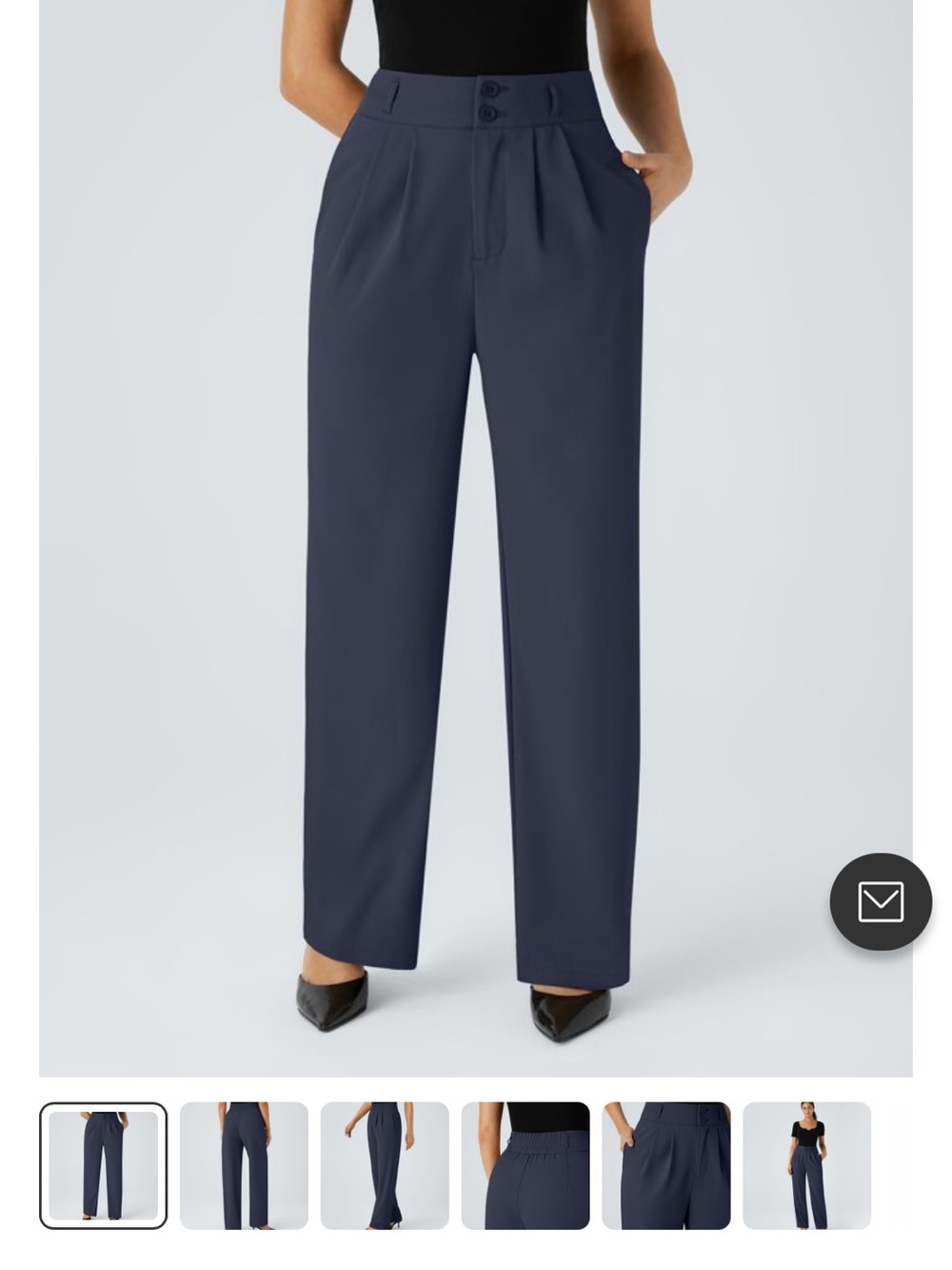 HALARA Navy Wide-Leg High-Rise Trousers